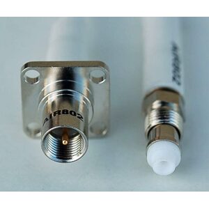 CA195 White Antenna Cable, FME Plug-Male 4-Hole Panel Mount to FME Jack-Female, 20 Feet (6.09 m)