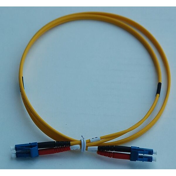 LC to LC Duplex Fiber Optic Patch Cable - Singlemode UPC 9/125 Micron - LSZH Yellow 3mm Jacket - 1 Meter (3.28 Feet)