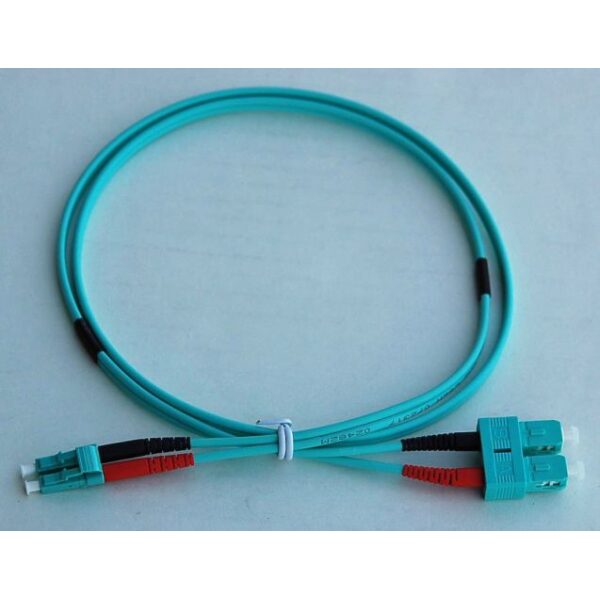 SC to LC Duplex Fiber Optic Patch Cable - Multimode OM3 10 Gbps 50/125 Micron - LSZH Jacket - 1 Meter (3.28 Feet)