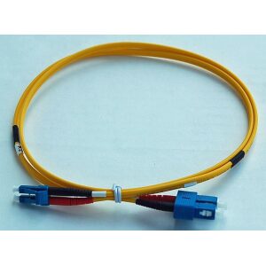 SC to LC Duplex Fiber Optic Patch Cable - Singlemode UPC 9/125 Micron - LSZH Yellow 3mm Jacket - 1 Meter (3.28 Feet)