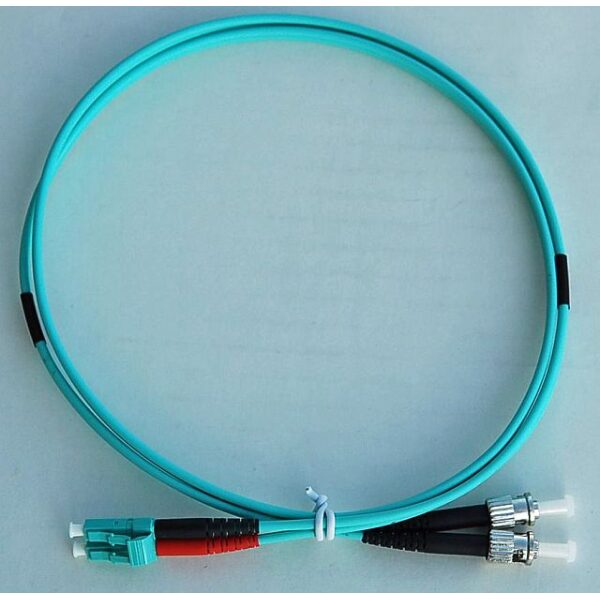 ST to LC Duplex Fiber Optic Patch Cable - Multimode OM3 10 Gbps 50/125 Micron - LSZH Jacket - 1 Meter (3.28 Feet)