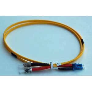 ST to LC Duplex Fiber Optic Patch Cable - Singlemode UPC 9/125 Micron - LSZH Yellow 3mm Jacket - 15 Meters (49.21 Feet)