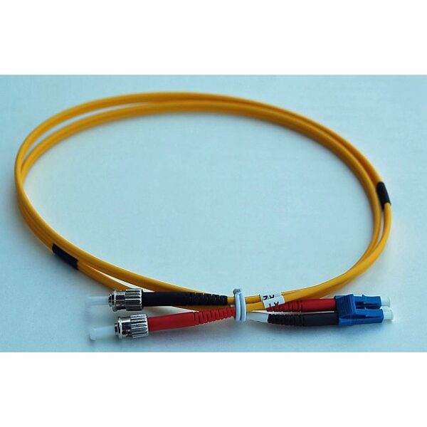 ST to LC Duplex Fiber Optic Patch Cable - Singlemode UPC 9/125 Micron - LSZH Yellow 3mm Jacket - 15 Meters (49.21 Feet)