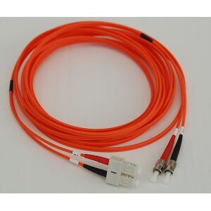 ST to SC Duplex Fiber Optic Patch Cable - Multimode OM1 62.5/125 Micron - LSZH Jacket - 5 Meters (16.40 Feet)