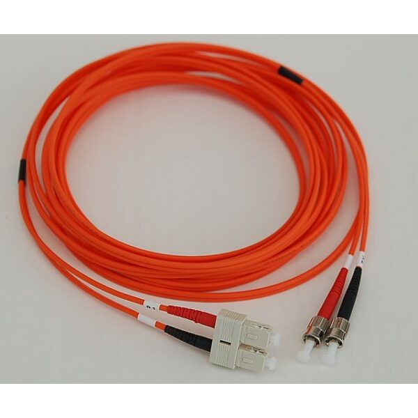 ST to SC Duplex Fiber Optic Patch Cable - Multimode OM1 62.5/125 Micron - LSZH Jacket - 2 Meters (6.56 Feet)