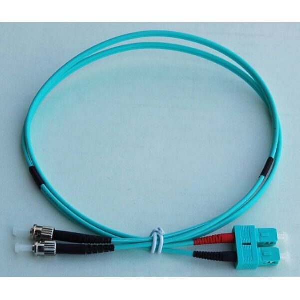 ST to SC Duplex Fiber Optic Patch Cable - Multimode OM3 10 Gbps 50/125 Micron - LSZH Jacket - 1 Meter (3.28 Feet)