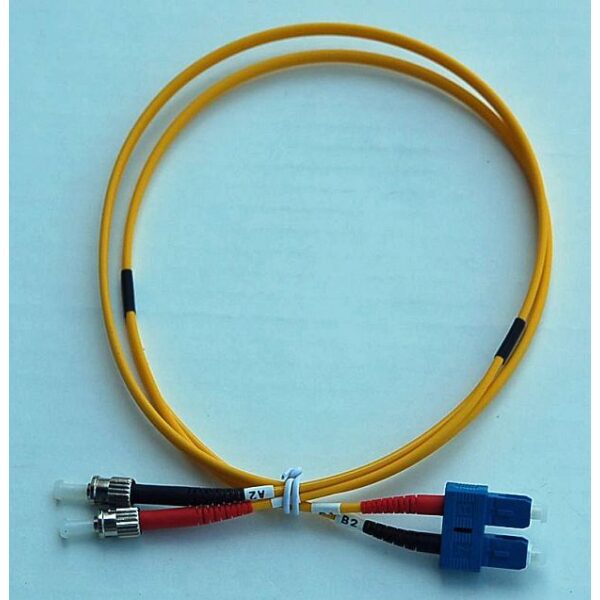 ST to SC Duplex Fiber Optic Patch Cable - Singlemode UPC 9/125 Micron - LSZH Yellow 3mm Jacket - 2 Meters (6.56 Feet)