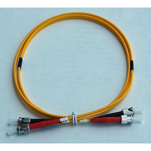 ST to ST Duplex Fiber Optic Patch Cable - Singlemode UPC 9/125 Micron - LSZH Yellow 3mm Jacket - 15 Meters (49.21 Feet)