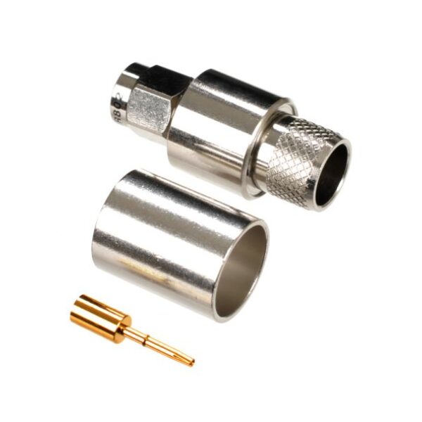 Reverse-Polarity SMA-Plug Crimp Connector for Cable Types: RG8, AIR802 CA400, Times Microwave's LMR400, Belden 9913, Belden 7810