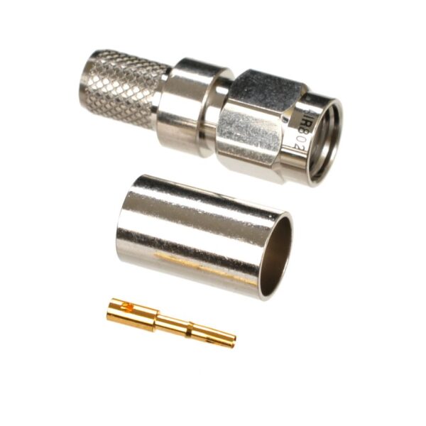 Reverse Polarity SMA (RP-SMA) Plug or Male Crimp Connector for RG8X, AIR802 CA240, Times Microwave LMR240, Belden 9258 and Equivalent Size Cables