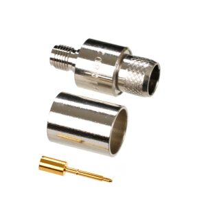 Reverse-Polarity SMA (RP-SMA) Jack-Female Crimp Connector for Cable Types: RG8, AIR802&#174 CA400, Times Microwave's LMR400&#174, Belden&#174 9913, Belden&#174 7810