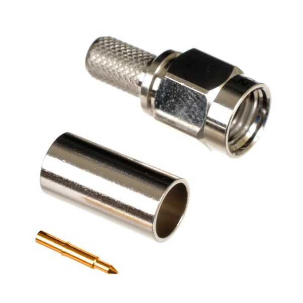 SMA Plug / Male Crimp Connector for Cable Types: RG58, AIR802 CA195, Times Microwave's LMR195, Belden 8240/8219