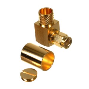 SMA Plug-Male Right Angle Crimp Connector for Cable Types: AIR802® CA600, Times Microwave LMR600®, and Similar Size Cable