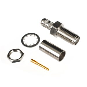 SMA Jack / Female Bulkhead Crimp Connector for Cable Types: RG58, AIR802 CA195, Times Microwave's LMR195, Belden 8240/8219